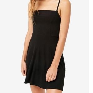 Ribbed Straight Square Neck Skater Dress